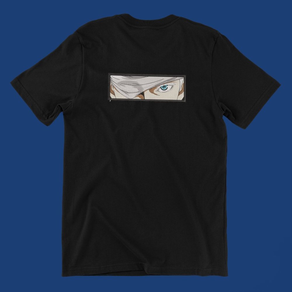New- White&black Embroidered anime box T-shirt